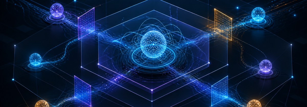 Abstract diagram of autonomous agents, policy gates, audit trails, and containment boundaries